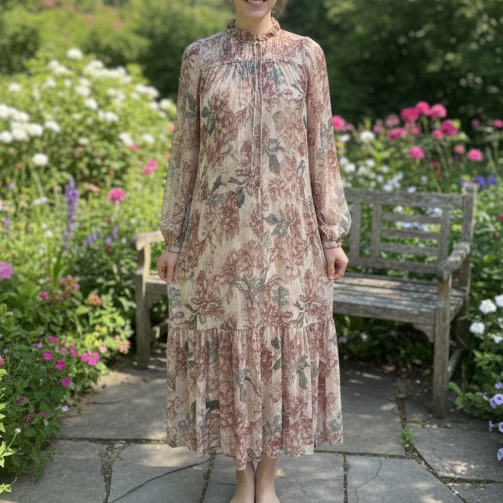 H & M Floral Long Sleeve Lightweight Dress